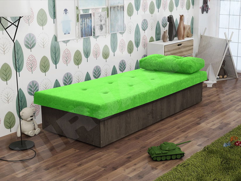 Jednolôžková posteľ Niralitha (jaseň tmavý) (suedine 81) (bez úložného priestoru)