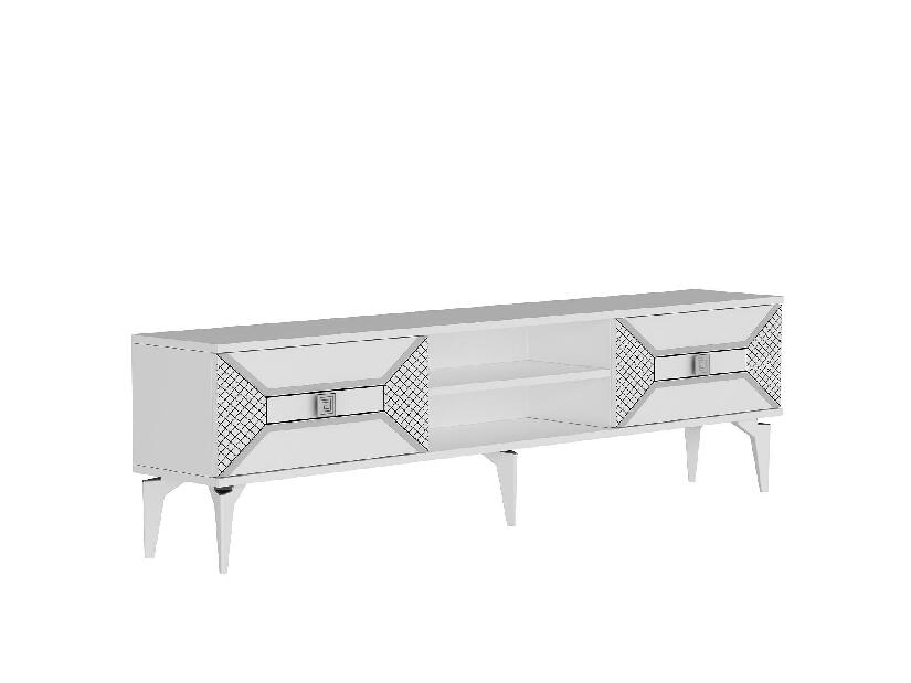 TV asztal/szekrény Velono (fehér + ezüst) 