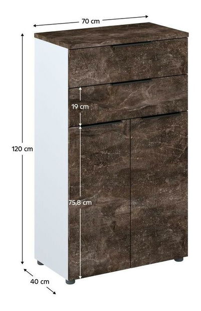 Komoda Klodekas 3 (siva + tamni beton) 