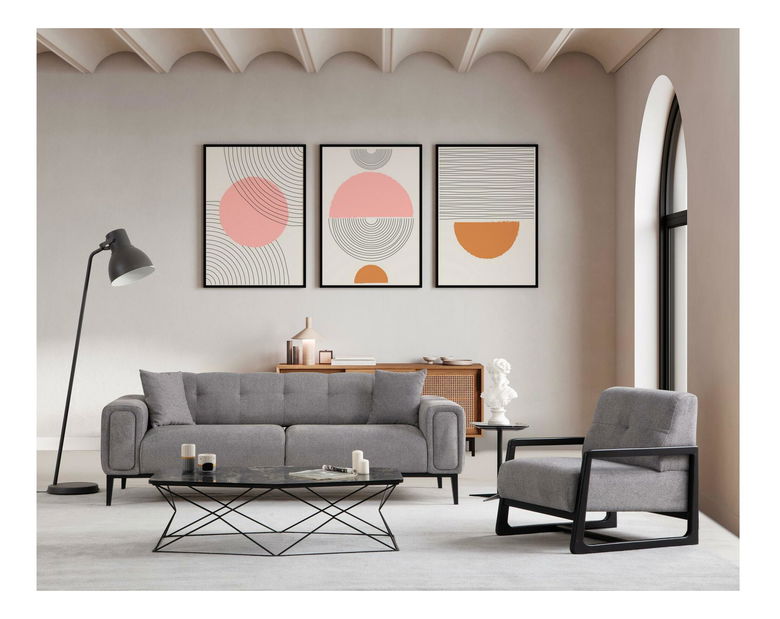 Fotel Atonetta (világosszürke + fekete)