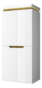 Ormar za garderobu Tiera (bijela sjajna + hrast navarre)