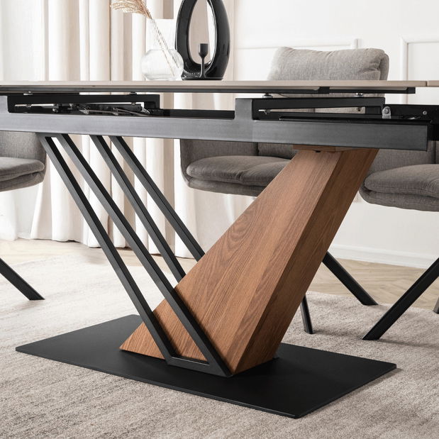 Rozkladací jedálenský stôl Rixy (biela + dub) (pre 6-8 osôb)