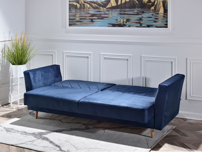 Pohovka trojsedačka Michel (tmavomodrá + buk)