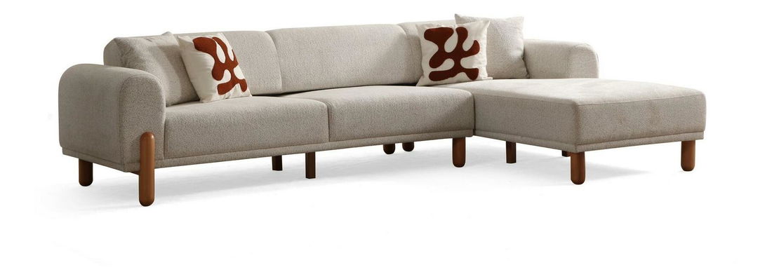 Kutna garnitura Lykeno (D) (krem + orah)