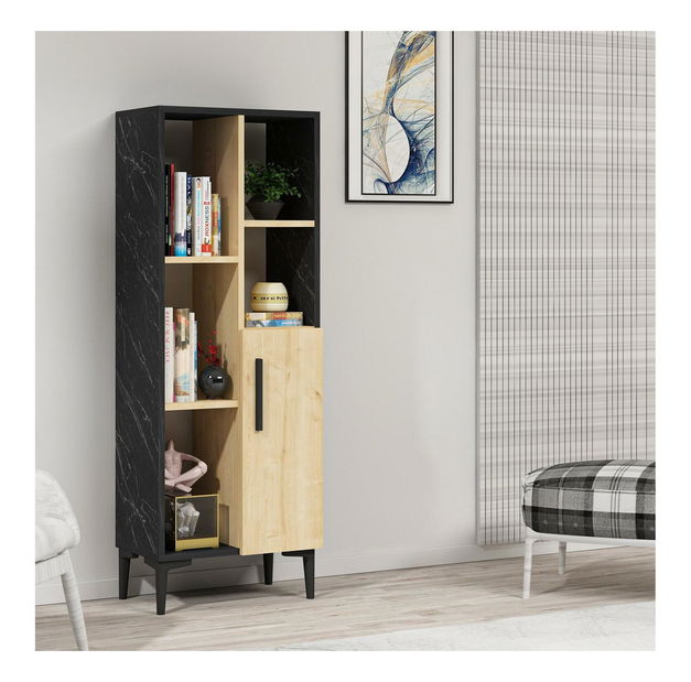 Regál Nobuti (zafír tölgy + fekete) 