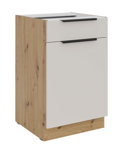 Dulap inferior de bucătărie sub chiuvetă Sayla 50 D 1F 1S BB (cashmir + Stejar artisan)