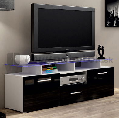 TV stolík/skrinka Evora Mini čierna (s osvetlením)