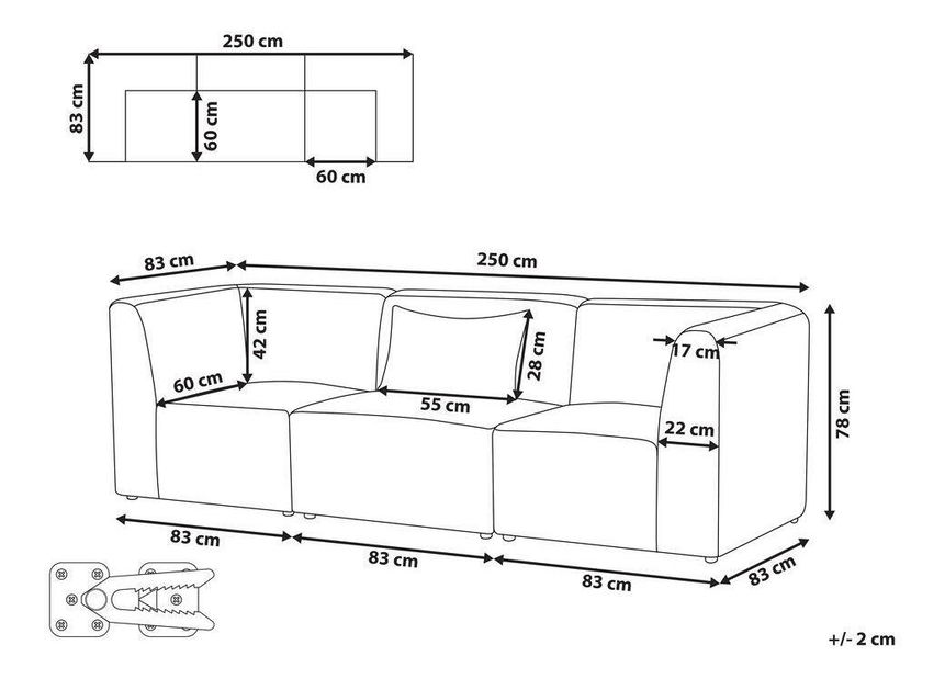 Pohovka trojsedačka Lemia (biela)