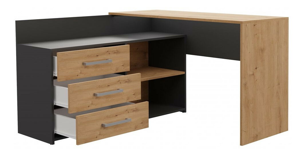 Masă PC de colț Debio 1 (antracit + stejar artisan)