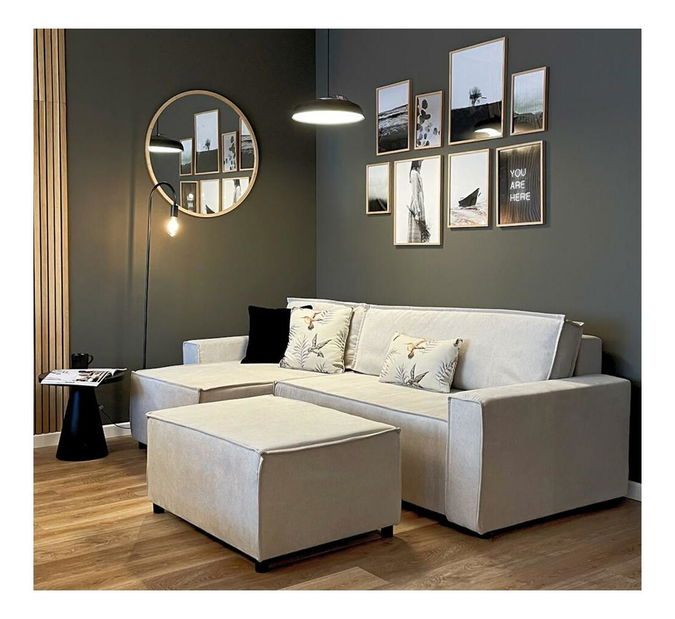 Rohová sedacia súprava Copenhagen L (piesková + čierna)