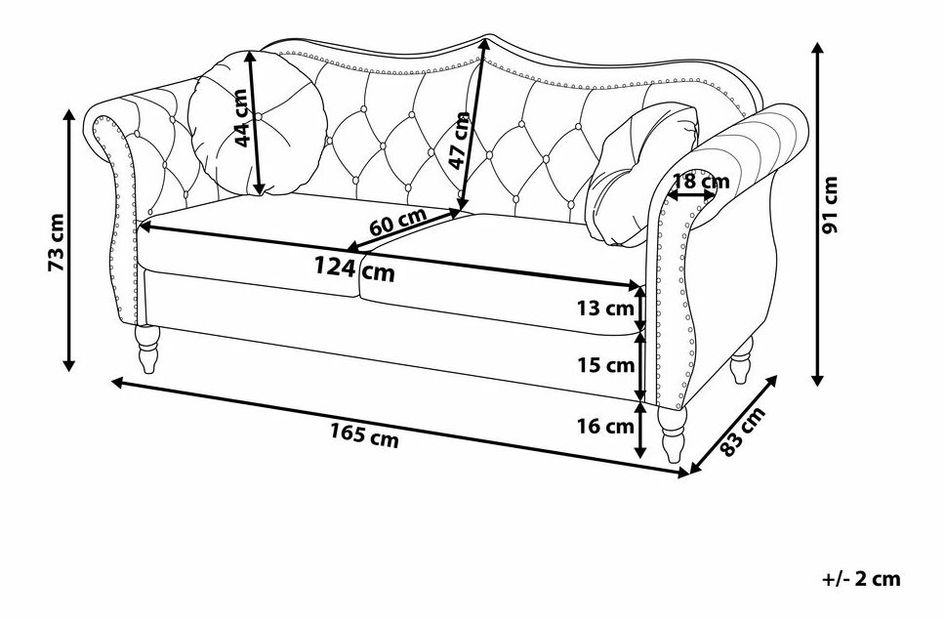 Kétszemélyes kanapé Stege (piros)