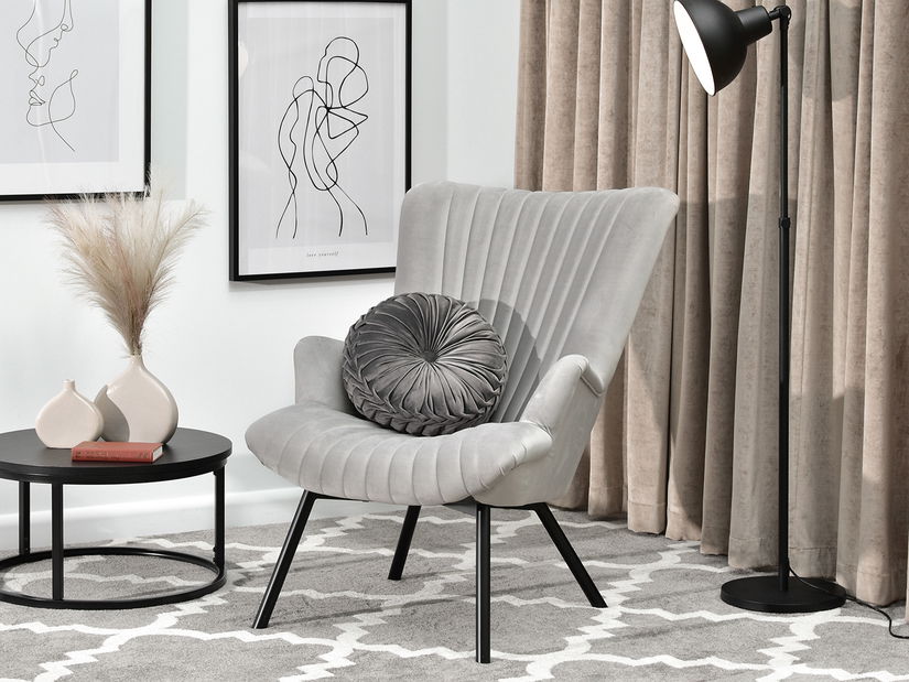 Dizajnové kreslo Lanzaris (sivá + zlatá)