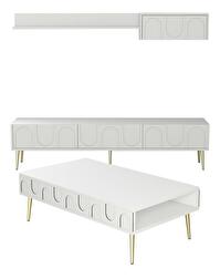 Set mobilier living Lyantela (alb + Auriu)