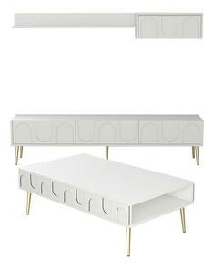 Súprava nábytku do obývacej izby Lyantela (biela + zlatá)