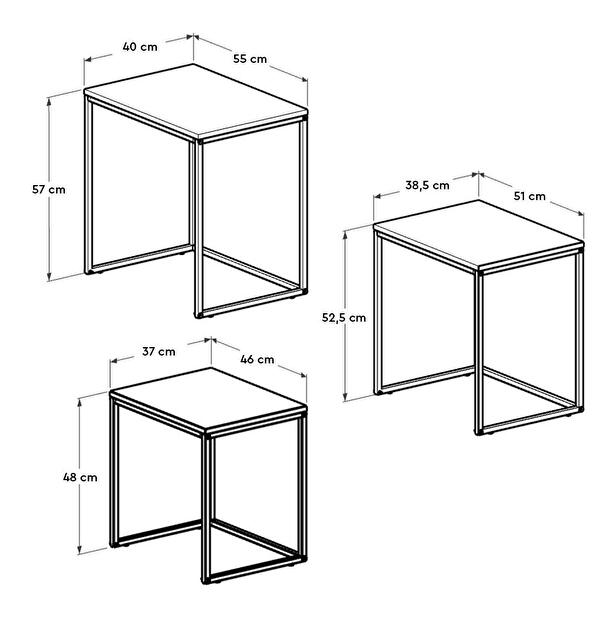 Set 3ks. konferenčných stolíkov Losuku 7 (mramor čierny)