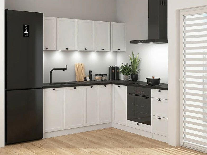 Rohová kuchyňa BRW Junona Line 200 + 200 cm (biela + biela) *výpredaj