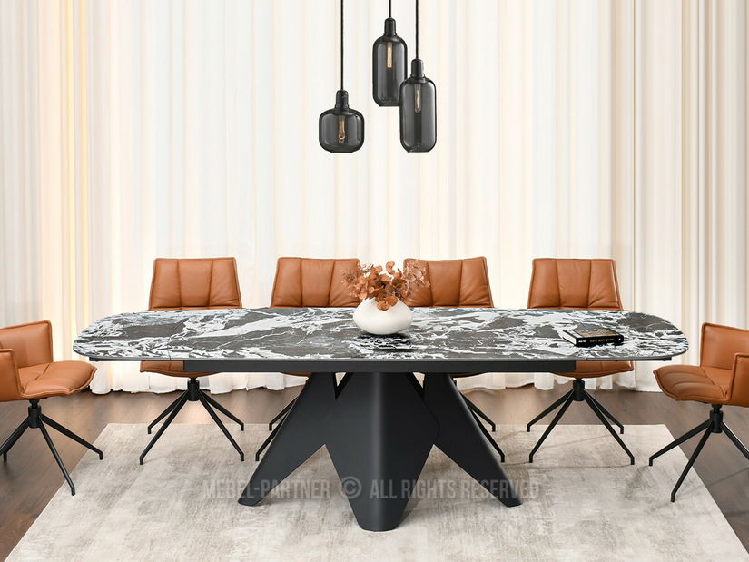 Masă sufragerie Noruega (marmură + negru)