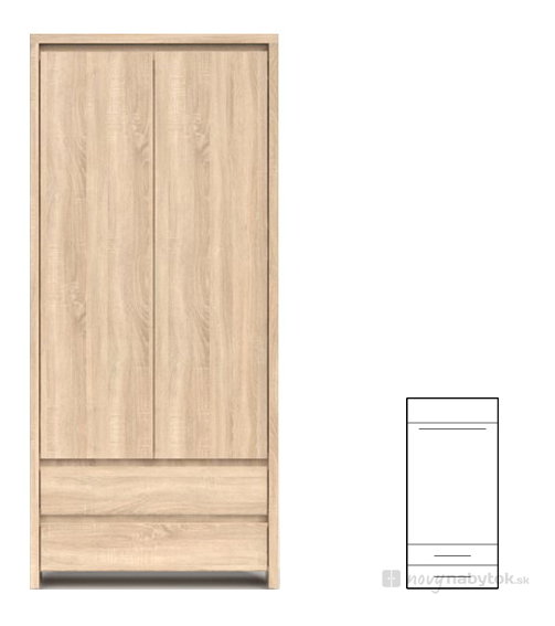 Dulap de haine Kaspian SZF2D2S (Stejar sonoma)