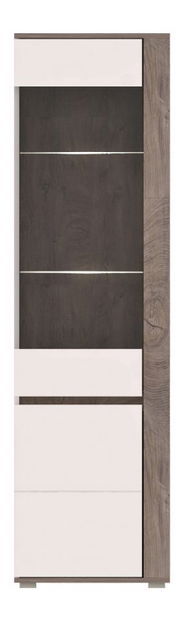 Vitrină Aren AS9 (cu iluminat) (stejar enderein + Alb lucios)