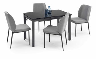 Blagovaonski set Jacklyn (crna + tamnosiva) (za 4 do 6 osoba)