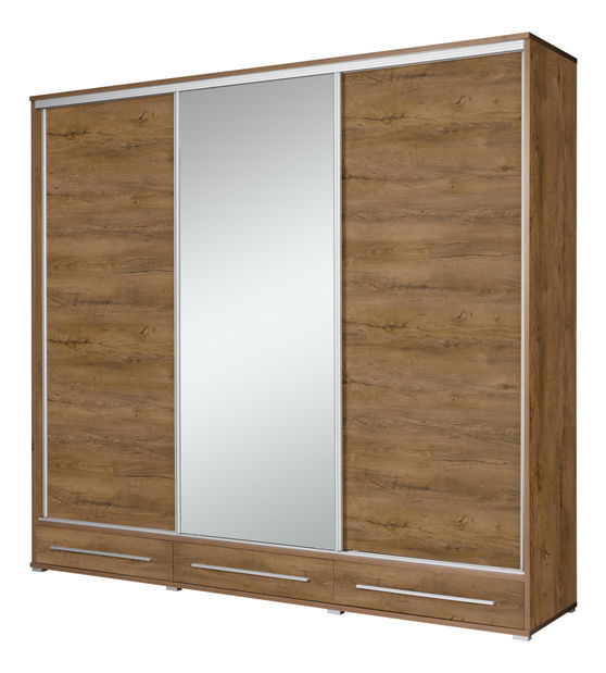 Ruhásszekrény tolóajtókkal Hajoresta 1 (burgundi tölgy) (tükörrel)