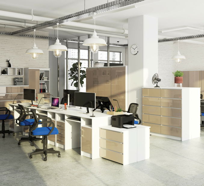 PC stolić Aziza (bijela + cappuccino sjaj)