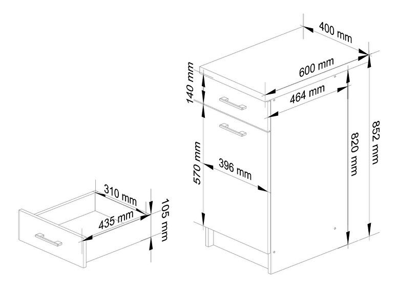 Alsó konyhaszekrény Organo S40 (fehér + grafit)