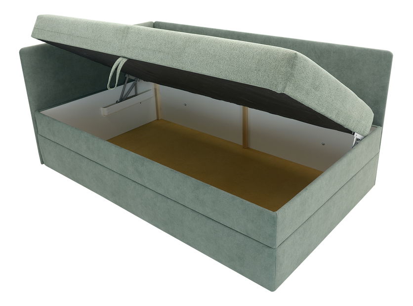 Pat matrimonial 110 cm Optoman (verde) (cu somieră și saltea) (cu sp. depozitare)