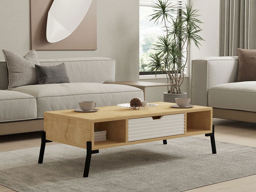 Dohányzóasztal Munibo (zafír tölgy + fehér) 