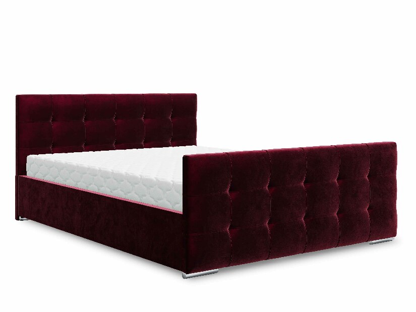 Bračni krevet 160 cm Billie (bordo) (s podnicom i prostorom za odlaganje)