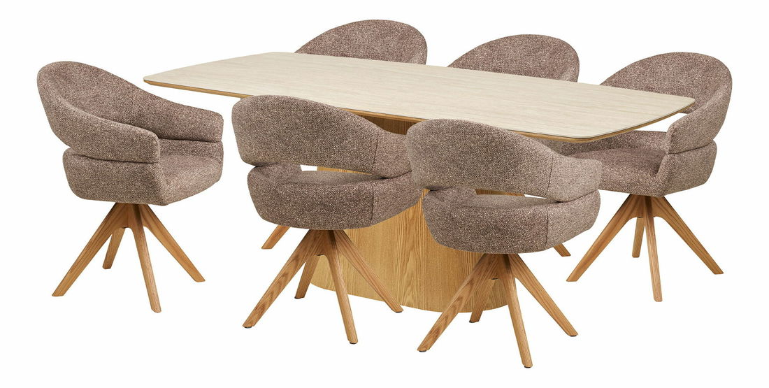 Jedálenský set Nnameria (prírodná + kamenná + hnedá)