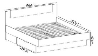 Manželská posteľ 160 cm Lewell (s čelným rámom) (s úl. priestorom) (dub artisan)
