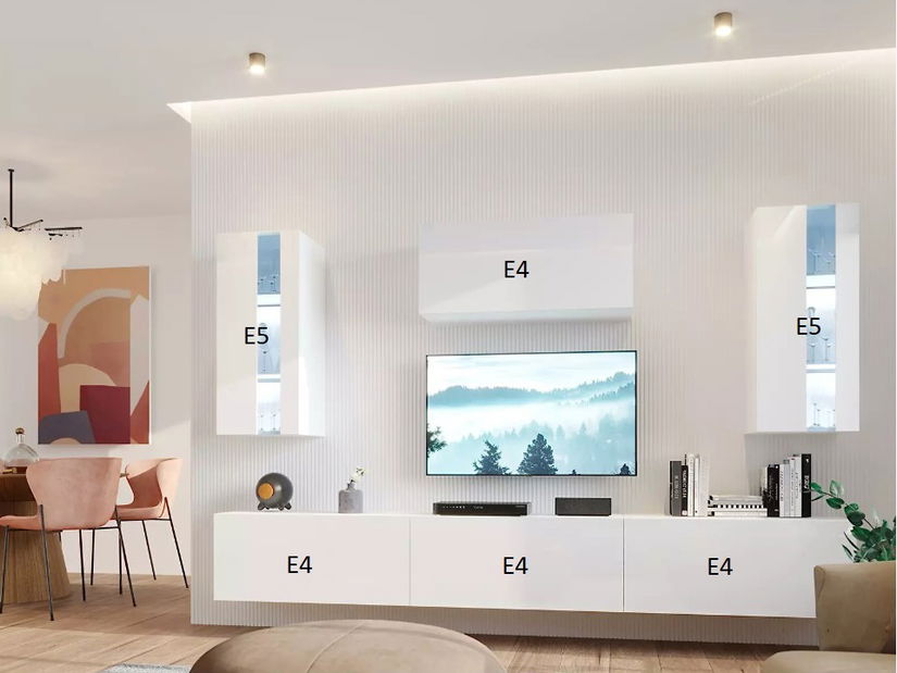 Mobilier living Berny 66 (alb + Alb lucios)