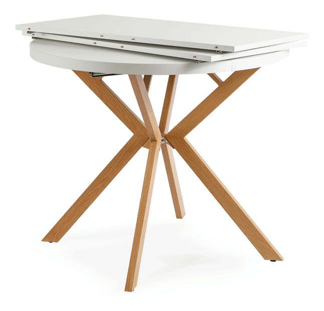 Rozkladací jedálenský stôl Localizado (biela + dub zlatý) (pre 4-6 osôb)