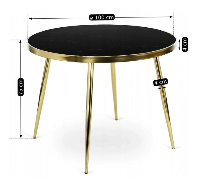 Set mobilier sufragerie Tengo (auriu + gri) (pentru 4 persoane)