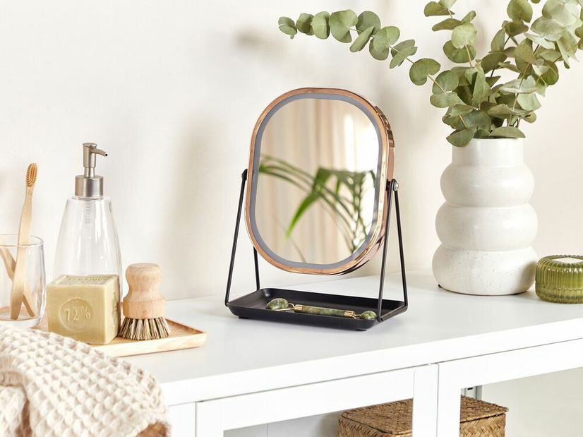 Oglindă cosmetică Dinora (rozauriu) (cu iluminat LED)