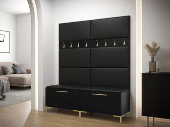 Set mobilier hol Frisala II (negru + Piele ecologică Soft 011 (negru)) *vânzare stoc