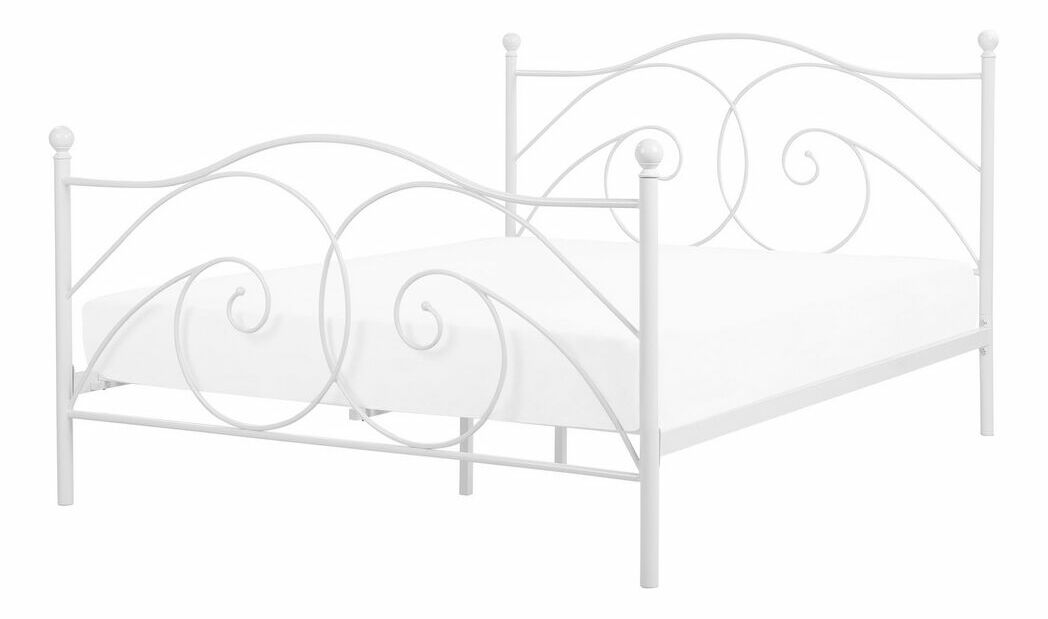 Manželská posteľ 160 cm DIROU (s roštom) (biela)