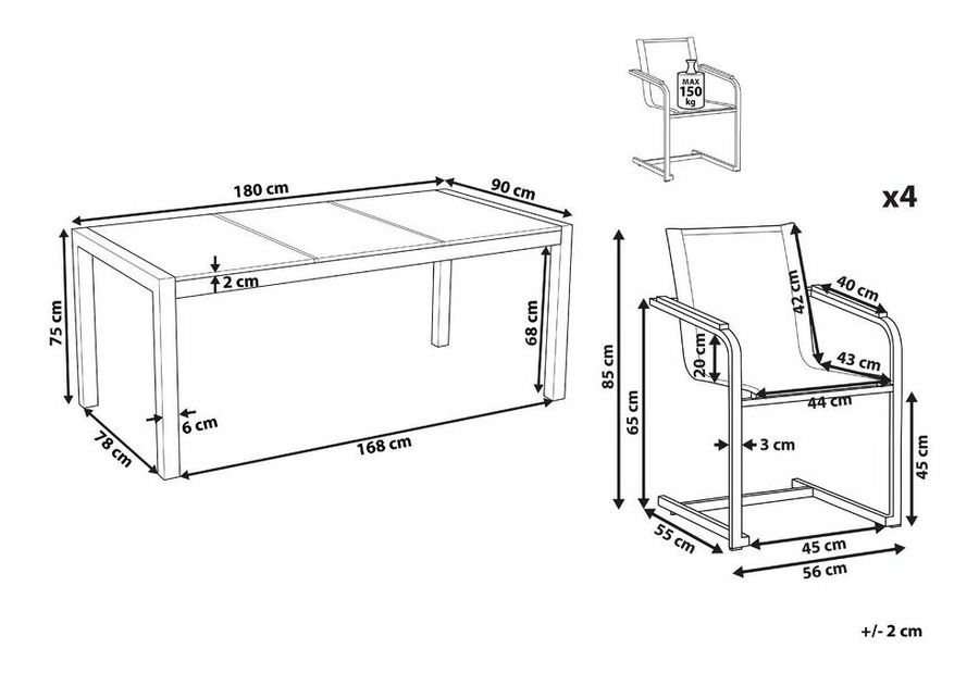 Set mobilier de grădină Cleopatra (Alb + maro deschis)