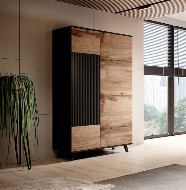 Ruhásszekrény Remali (fekete + wotan tölgy)