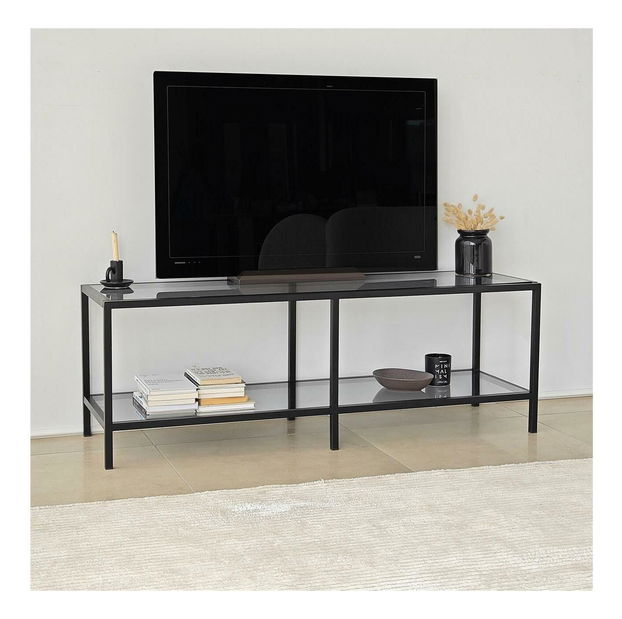 TV asztal Sibade 2 (sötétszürke + fekete) 