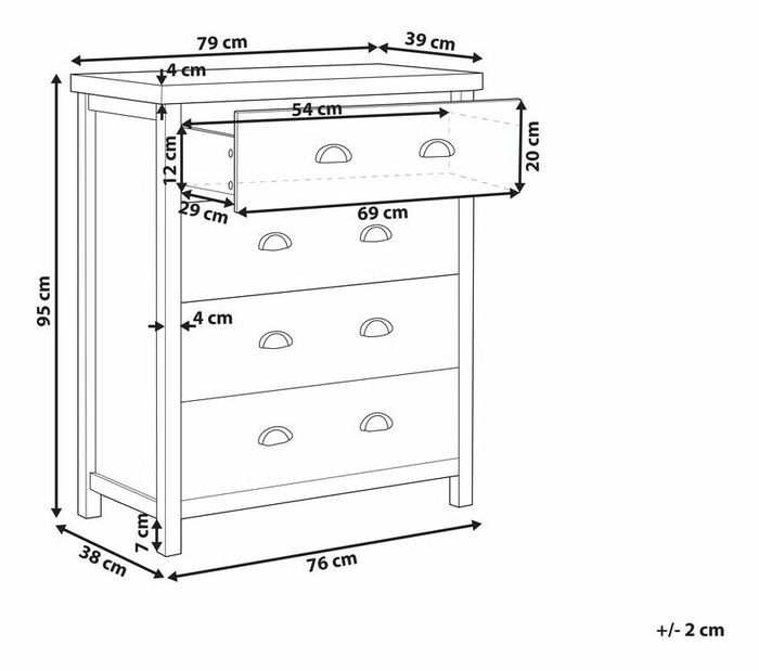 Komód Cillian (világosszürke)