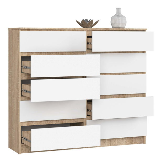 Comodă Keanu V (stejar sonoma + alb)