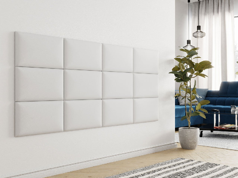 Čalúnený nástenný panel Pazara 50x30 (ekokoža soft 017 (biela)