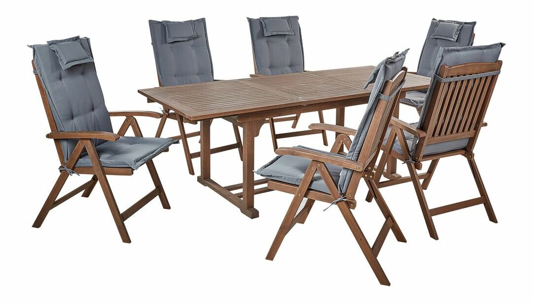 Záhradný set Amati (tmavé drevo + béžová)