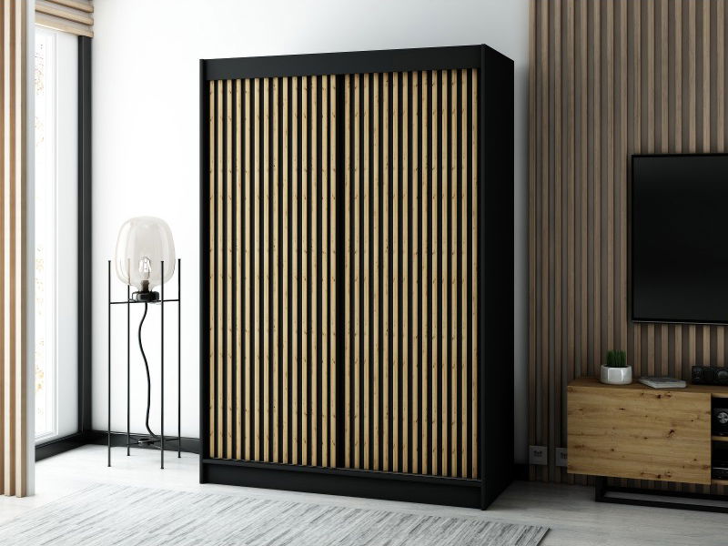 Šatníková skriňa 150 cm Ladonna 1 (čierna matná)