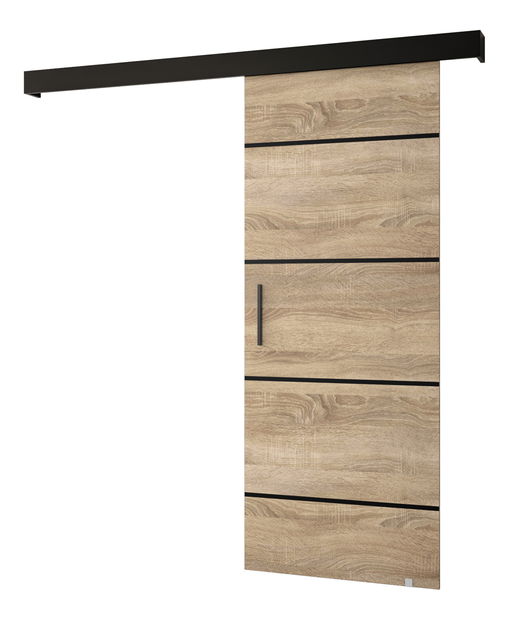 Uși culisante 90 cm Sharlene IV (stejar sonoma + negru mat + negru)