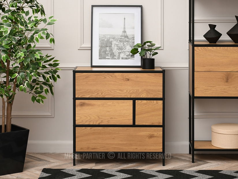 Comodă Soren Kom (stejar + negru)