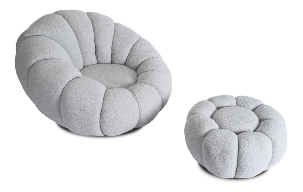 Fotoliu Pague (gri) (cu taburete)