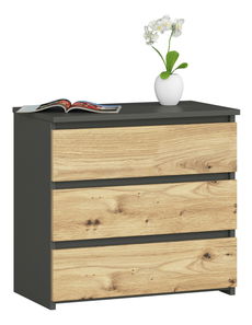 Komoda Cleania CL3 (grafit sivý + dub artisan)